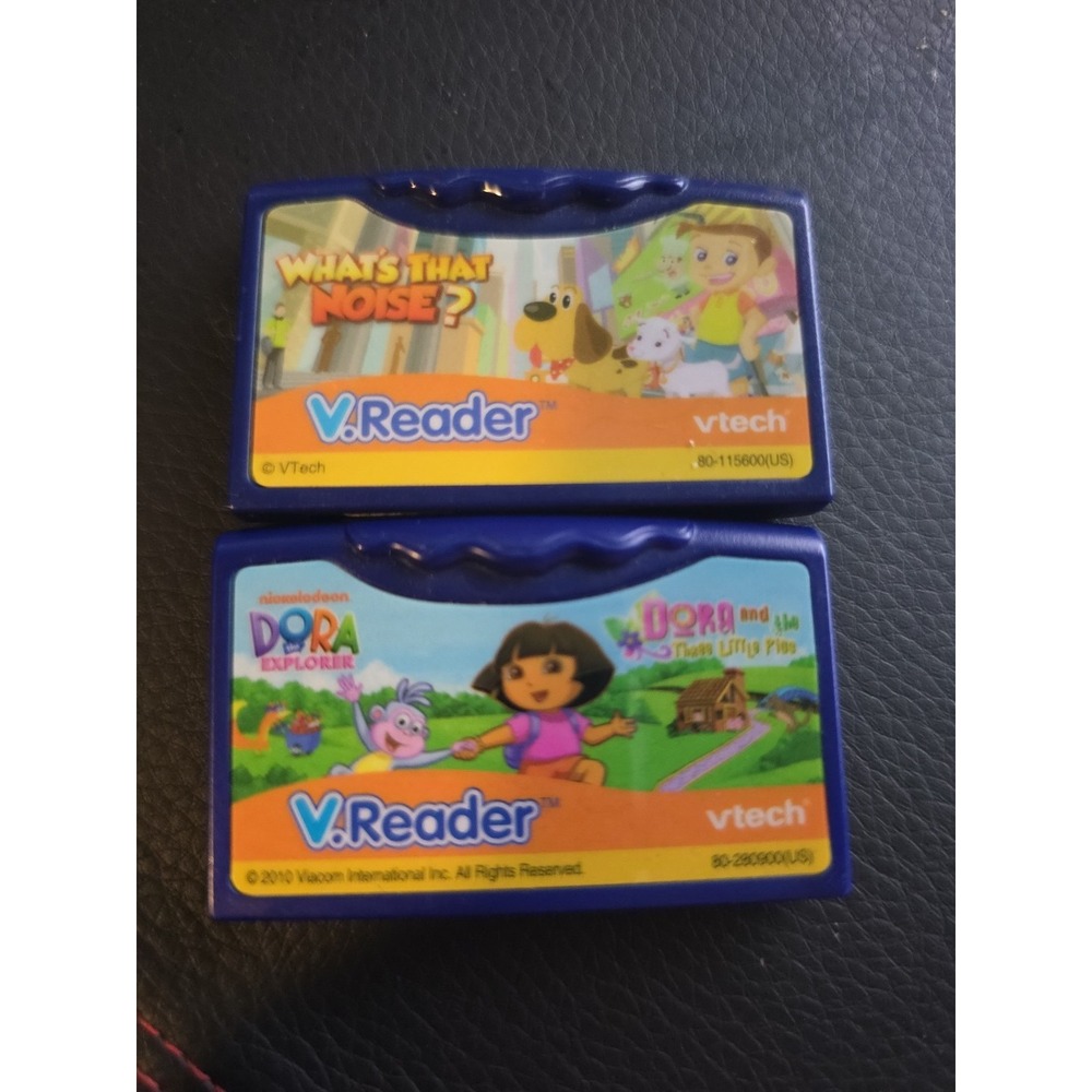 VTech V Reader Learning Game Cartridges Lot Of 2 Dora And Whats That Noise